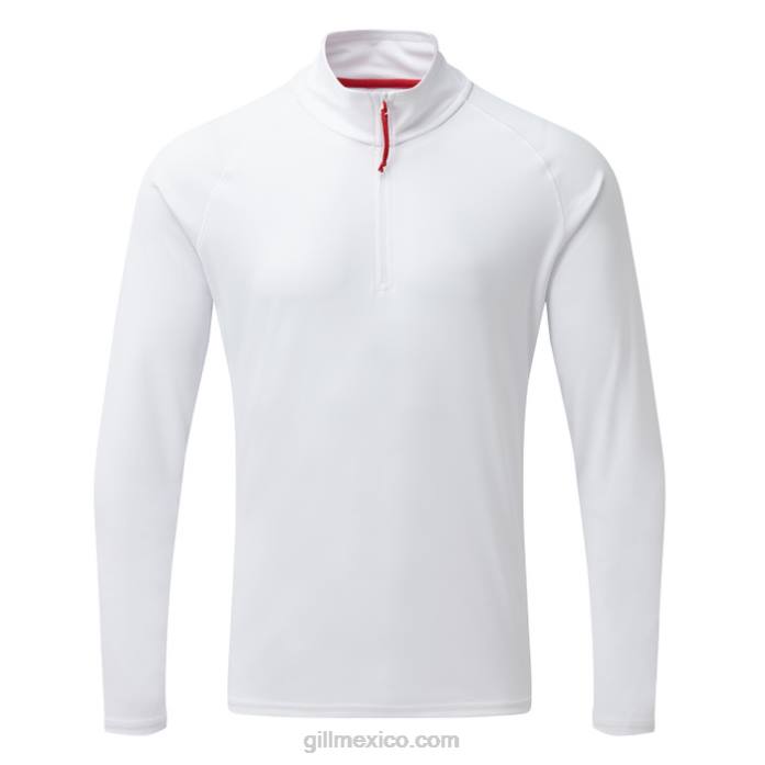 Gill Marine camiseta de hombre con cremallera uv tec - manga larga blanco Z6F2215