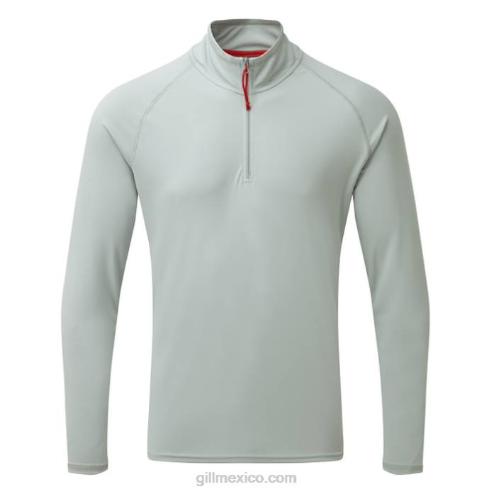 Gill Marine camiseta de hombre con cremallera uv tec - manga larga gris medio Z6F2218