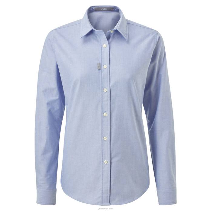 Gill Marine camisa oxford de manga larga para mujer azul Z6F2298