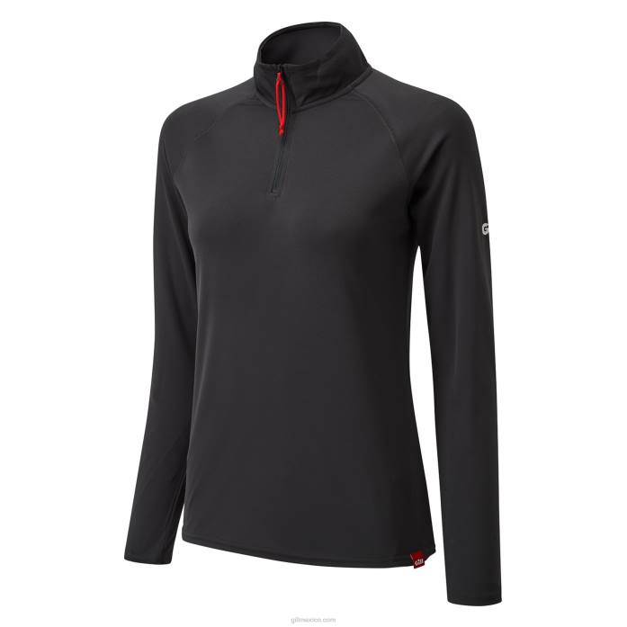 Gill Marine camiseta uv tec zip mujer - manga larga carbón Z6F2204