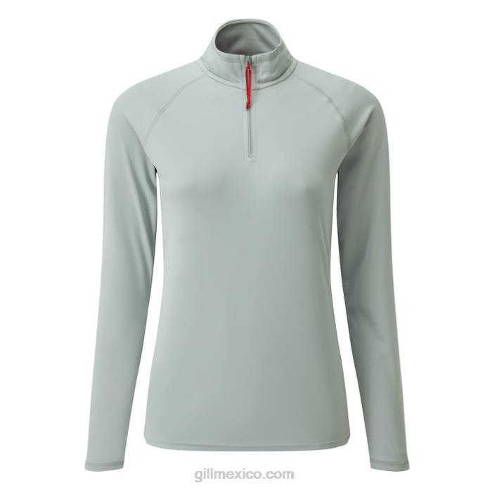 Gill Marine camiseta uv tec zip mujer - manga larga gris medio Z6F2203